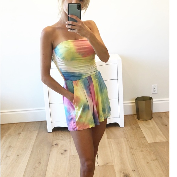 RESTOCKED! Tie Dye Strapless Romper - Picture 2 of 4